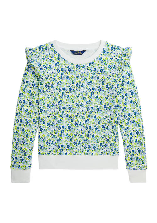Girls 7-16 Floral Ruffled French Terry Sweatshirt