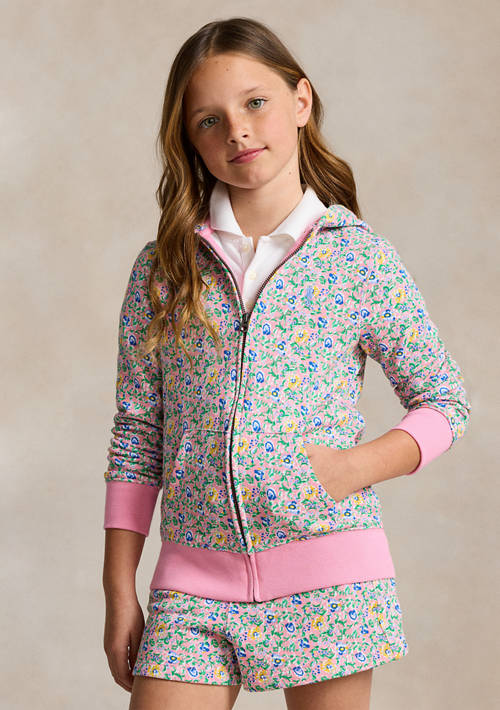 Girls 7-16 Floral French Terry Full Zip Hoodie