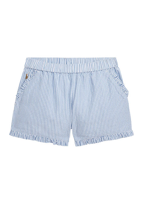 Girls 7-16 Striped Ruffled Cotton Seersucker Shorts
