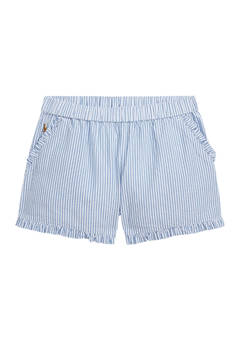 폴로 랄프로렌 Girls 7-16 Striped Ruffled Cotton Seersucker Shorts