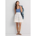 Lace Trim Cotton Broadcloth Mini Skirt