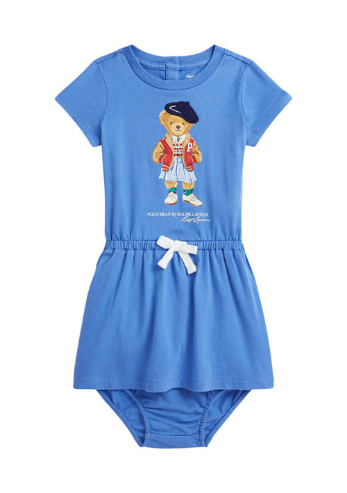Baby Girl Polo Bear Cotton Jersey Dress and Bloomer