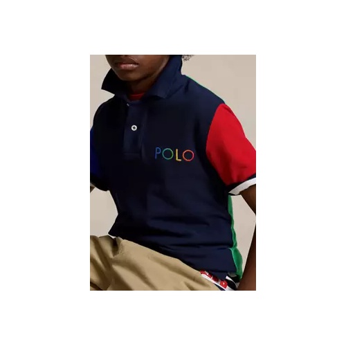 폴로 랄프로렌 Boys 8-20 Color Blocked Ombre Logo Mesh Polo Shirt