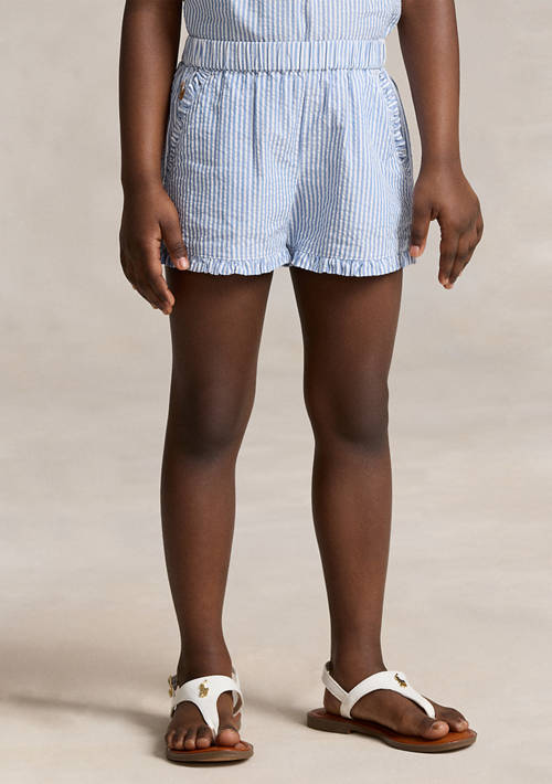 Girls 2-6x Striped Ruffled Cotton Seersucker Shorts