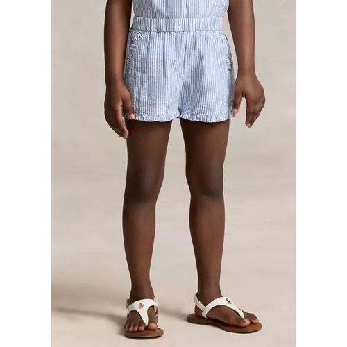폴로 랄프로렌 Girls 2-6x Striped Ruffled Cotton Seersucker Shorts