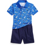 Polo Ralph Lauren Kids Mesh Polo Shirt & Chino Shorts Set (Infant)