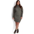 LAUREN Ralph Lauren Plus Size Faux Leather Trim Merino Wool Sweaterdress