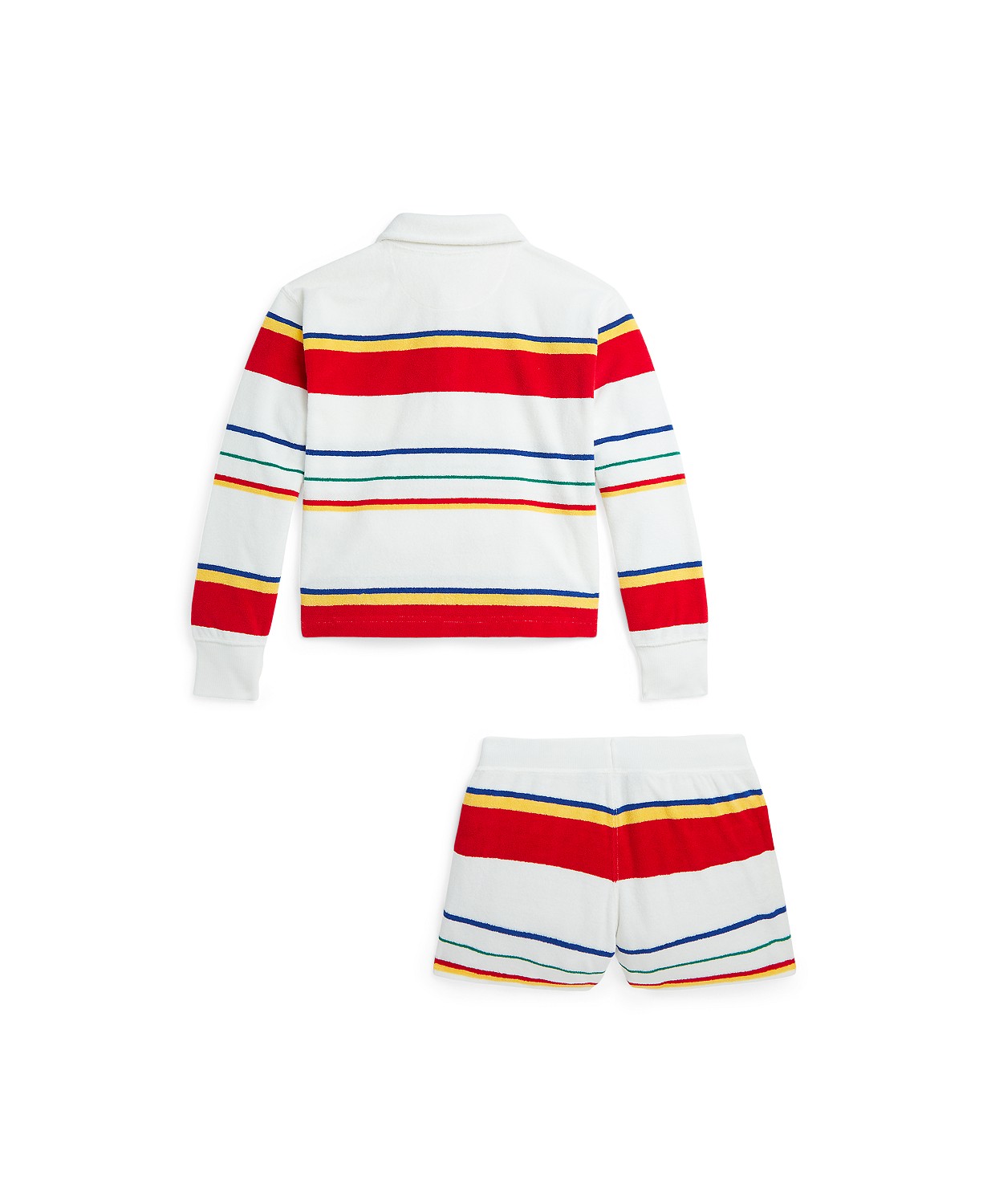 폴로 랄프로렌 Big Girls Striped Terry Rugby Shirt and Shorts Set