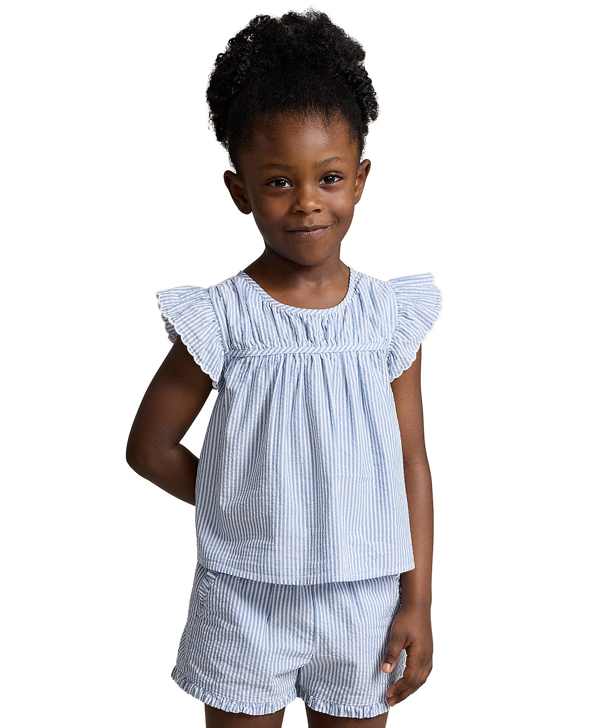 Toddler and Little Girls Striped Cotton Seersucker Top