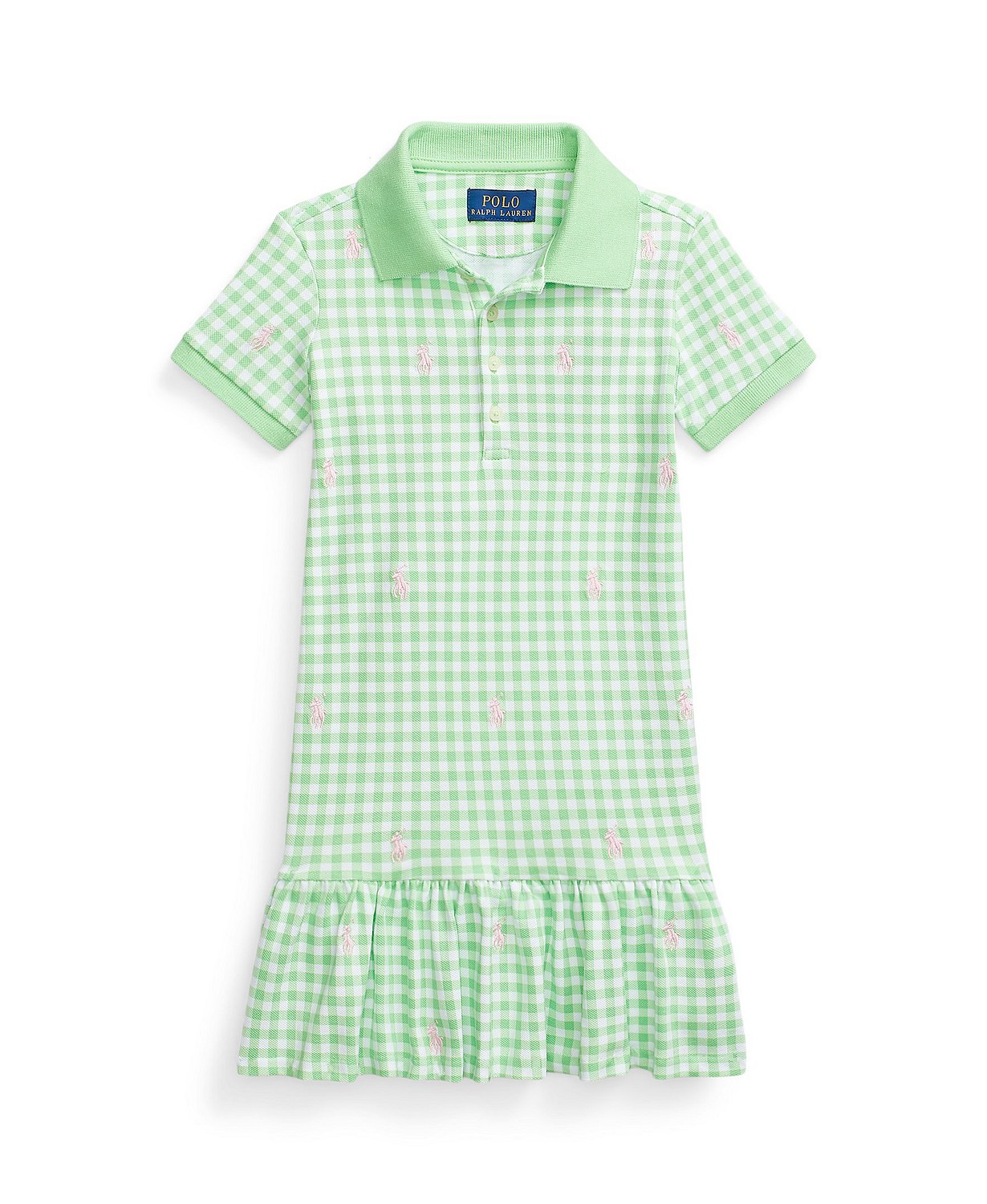 Toddler and Little Girls Gingham Pony Mesh Polo Dress