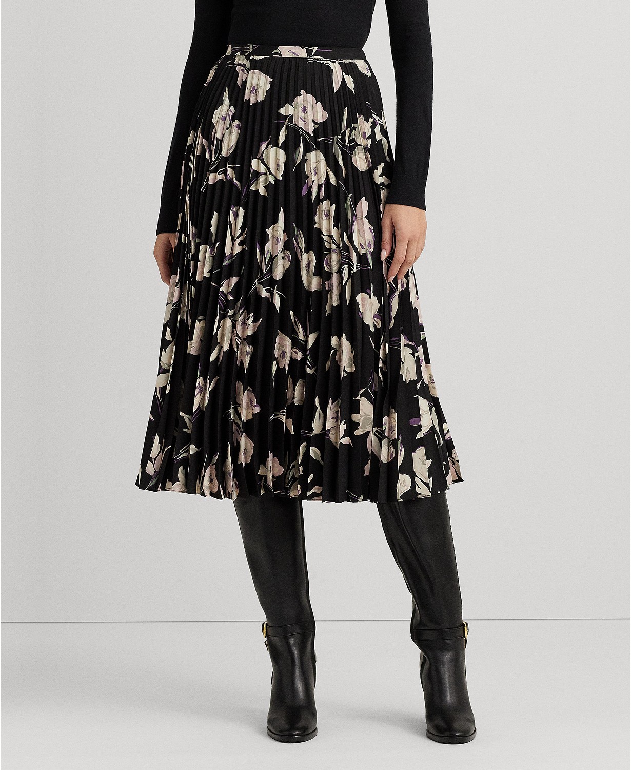 Womens Printed Floral Midi Skirt