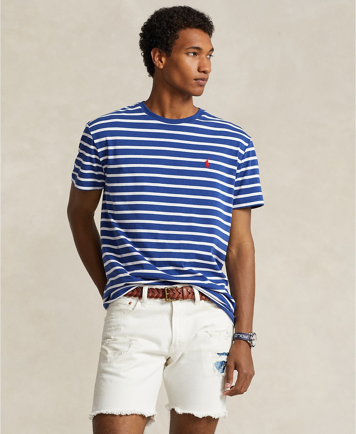 Mens Classic-Fit Striped Jersey T-Shirt