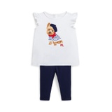 Baby Girls Dog Cotton Jersey T Shirt and Leggings Set