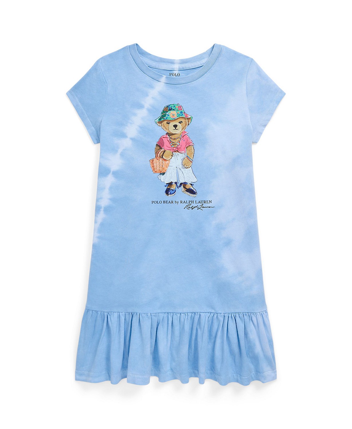 폴로 랄프로렌 Toddler and Little Girls Tie-Dye Polo Bear Cotton T-shirt Dress