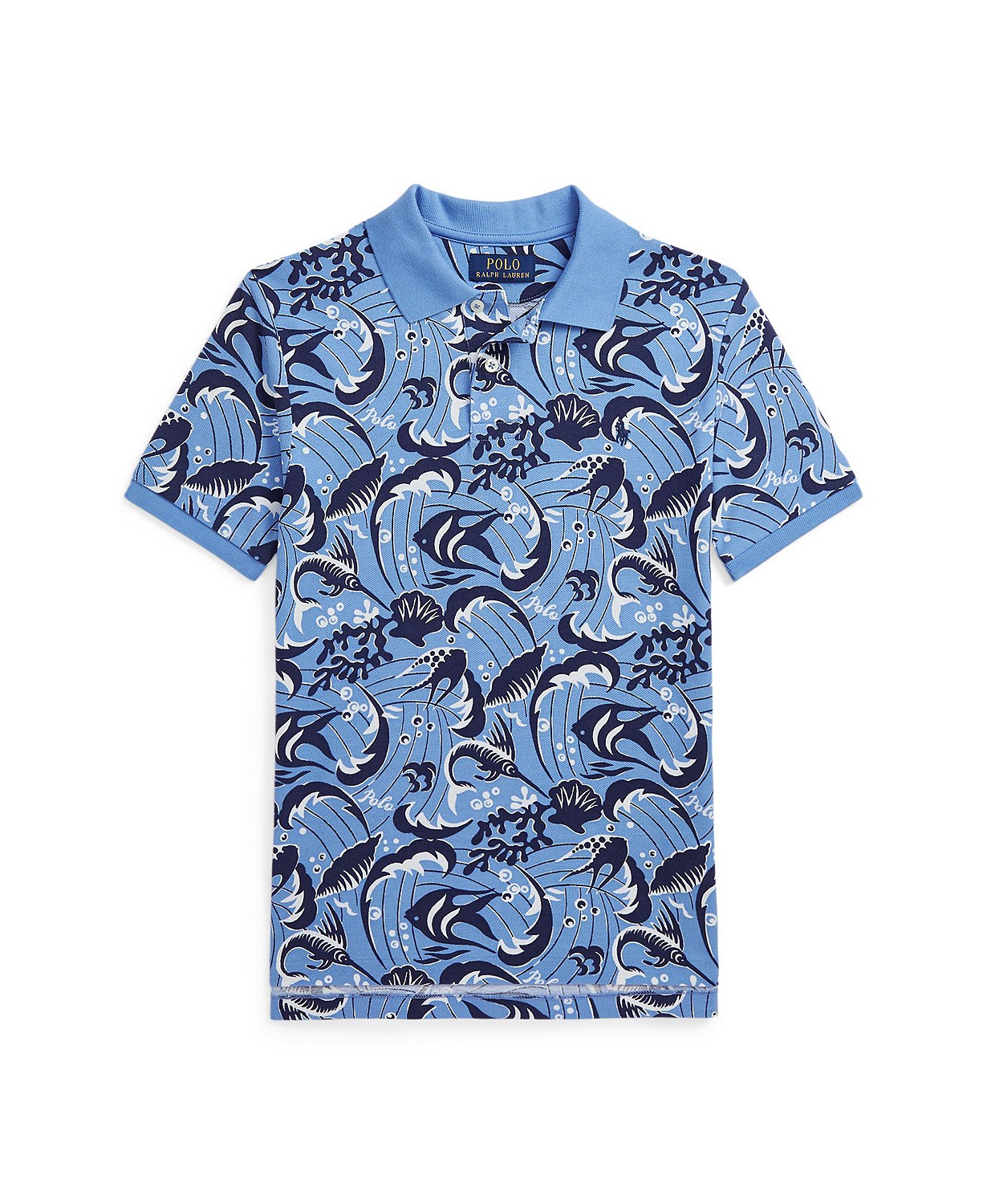 폴로 랄프로렌 Big Boys Reef-Print Cotton Mesh Polo Shirt