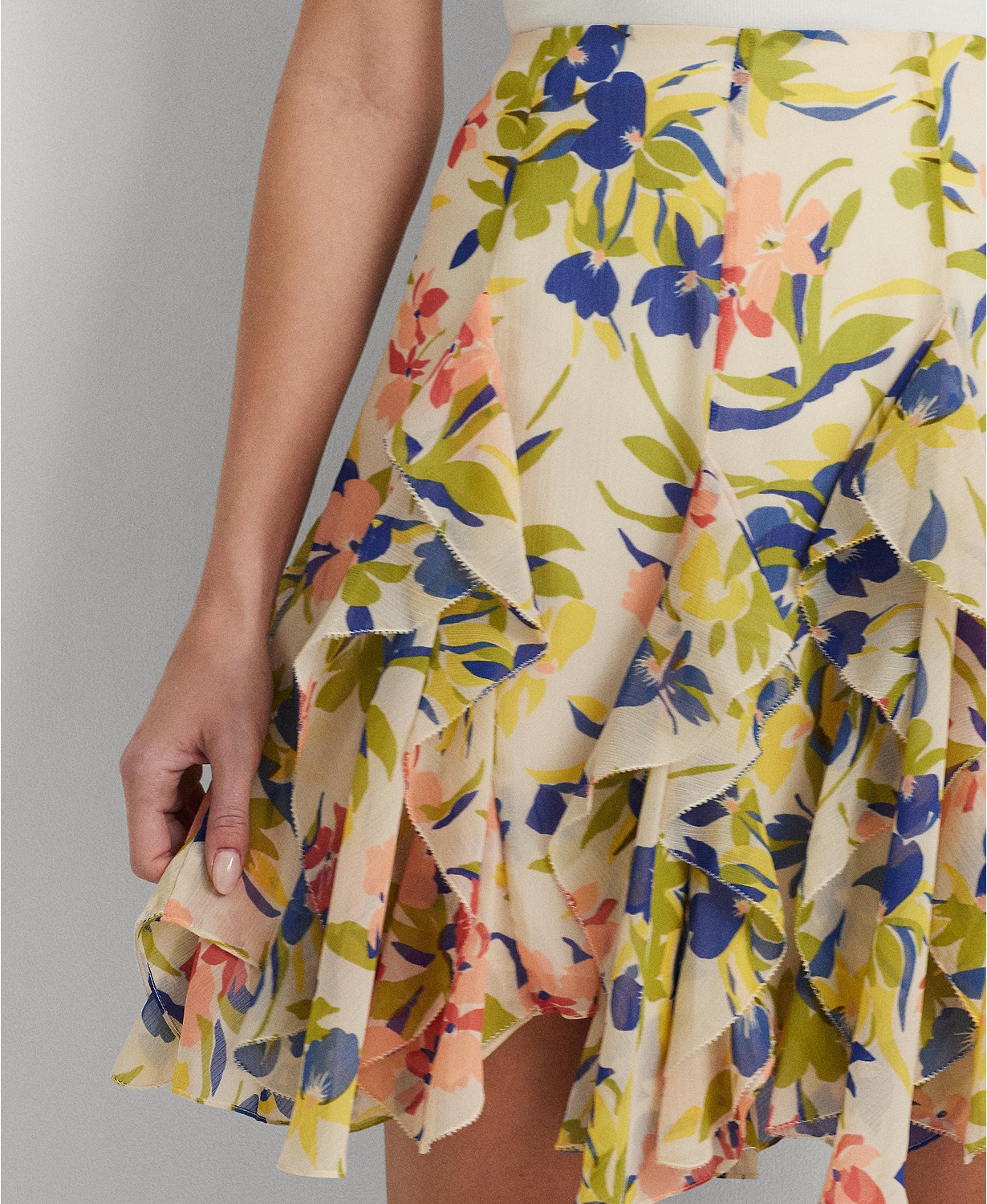 폴로 랄프로렌 Womens Ruffled Floral Miniskirt