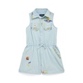Toddler and Little Girls Embroidered Cotton Chambray Romper