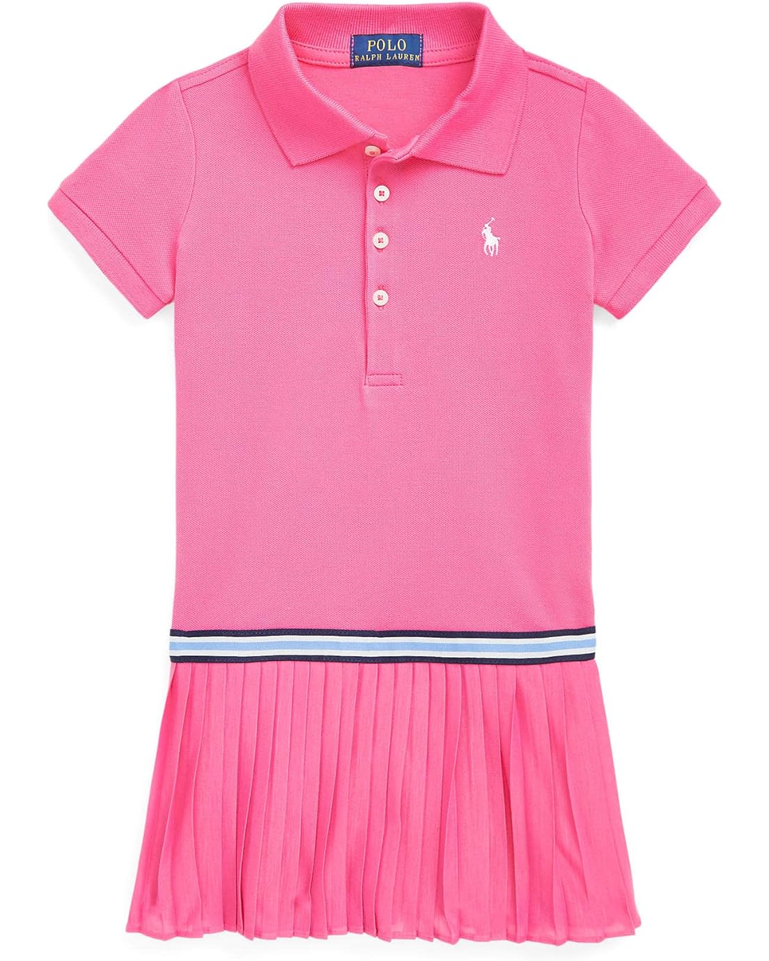 Polo Ralph Lauren Kids Pleated Stretch Mesh Polo Dress (Toddler)