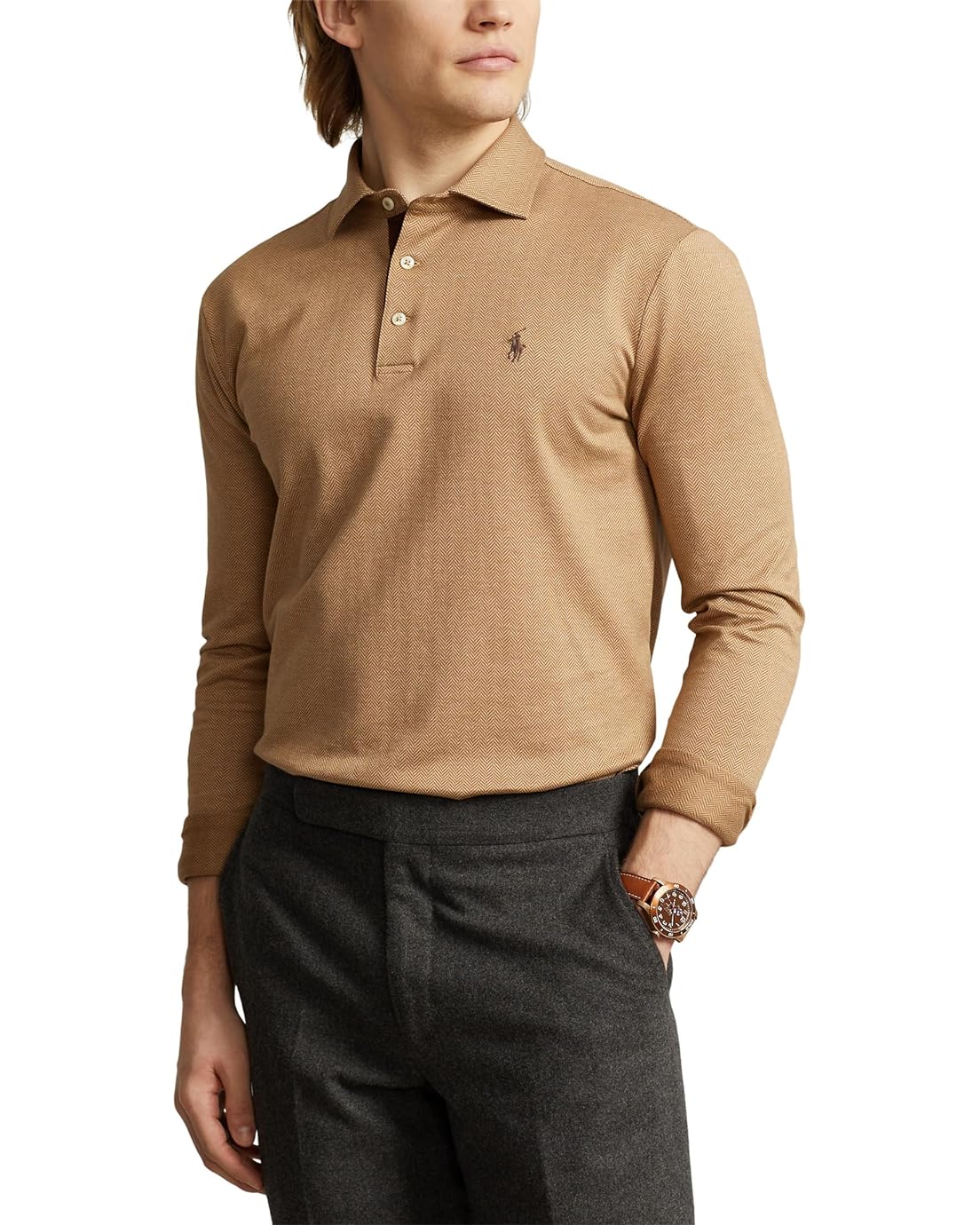 Polo Ralph Lauren Custom Slim Fit Herringbone Polo Shirt