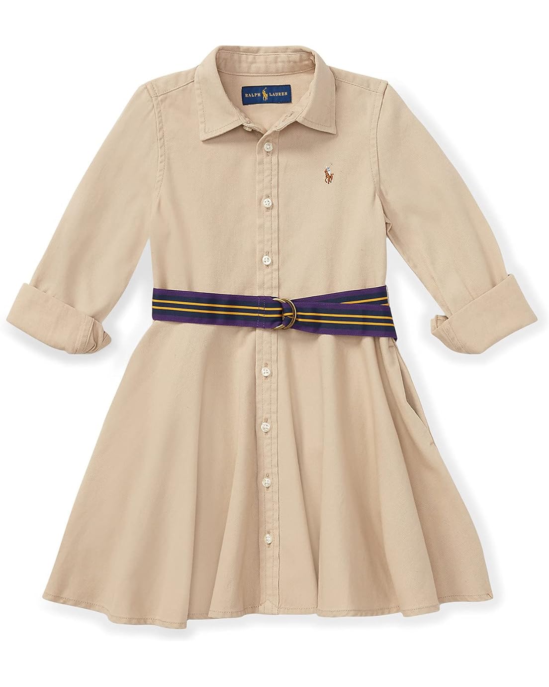 폴로 랄프로렌 Polo Ralph Lauren Kids Belted Cotton Chino Shirtdress (Toddler)