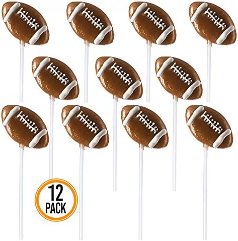 Prextex Football Lollipops - Kids Sports Ball Suckers for Birthday, Sports Event or Football Party Favor - Pack of 12 (1 Dozen)