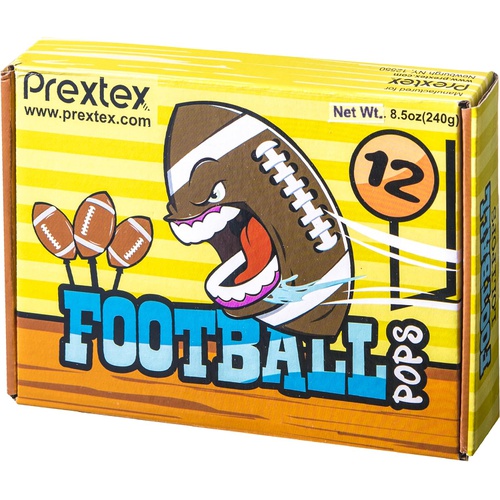  Prextex Football Lollipops - Kids Sports Ball Suckers for Birthday, Sports Event or Football Party Favor - Pack of 12 (1 Dozen)