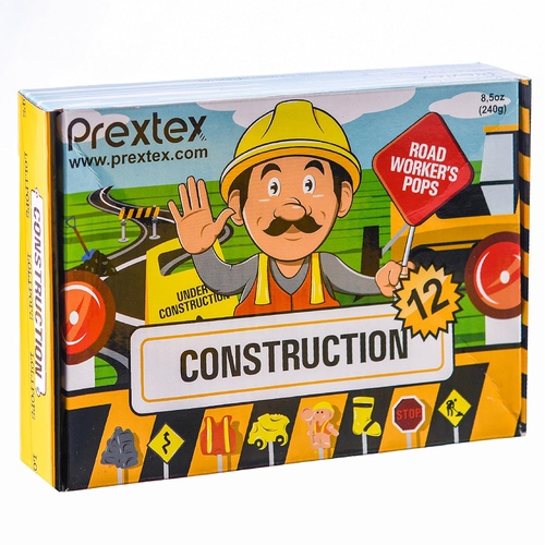  Prextex Construction Themed Lollipops Construction Truck Shaped Suckers - Pack of 12