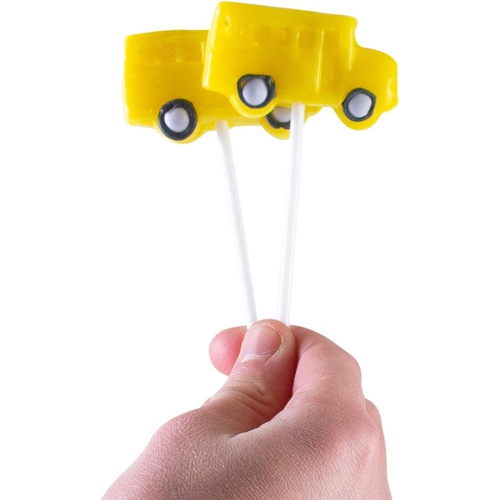  Prextex Yellow School Bus Lollipops - Kids Bus Shaped Suckers for Birthday, Sports Event or Baseball Party Favor - Pack of 12 (1 Dozen)