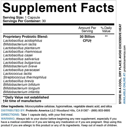  Probiotic America Perfect Biotics 30 Billion CFUs Digestive & Immune Support Supplement, 30 Count