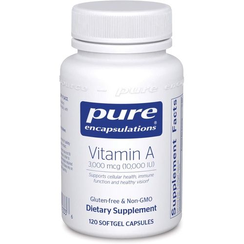  Pure Encapsulations Vitamin A 10,000 IU from Cod Liver Oil Supports Immune and Cellular Health, Vision, Bones, Skin, and Reproductive Function* 120 Softgel Capsules