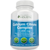 Calcium Citrate 1000mg - 365 Vegan Capsules not Tablets with Added Parsley, Dandelion and Watercress - Without Vitamin D - Made in The USA by Purely Holistic
