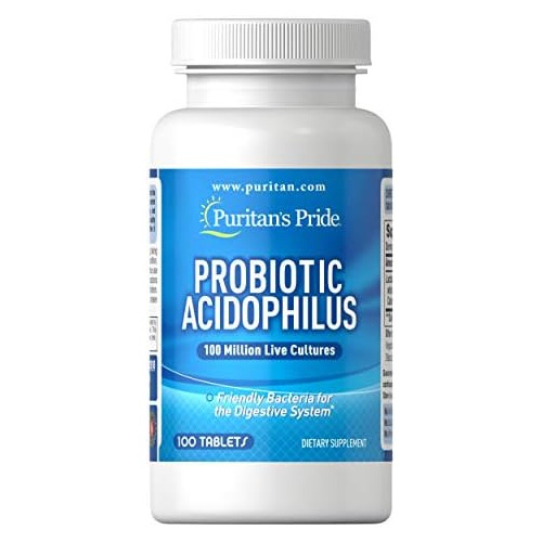  Puritans Pride Probiotic Acidophilus Tablets, White, 100 Count