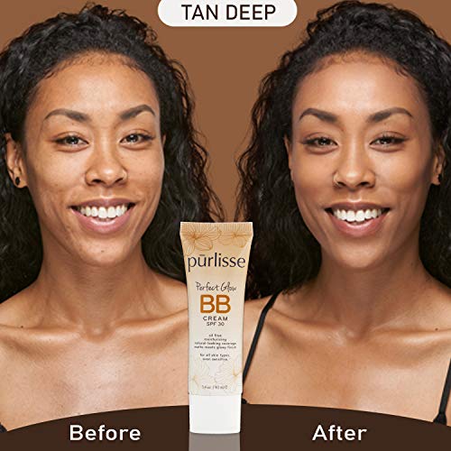 purlisse BB Tinted Moisturizer Cream SPF 30 - BB Cream for All Skin Types - Smooths Skin Texture, Evens Skin Tone - 1.4 Ounce (TAN DEEP)