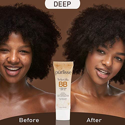  purlisse BB Tinted Moisturizer Cream SPF 30 - BB Cream for All Skin Types - Smooths Skin Texture, Evens Skin Tone - 1.4 Ounce (TAN DEEP)