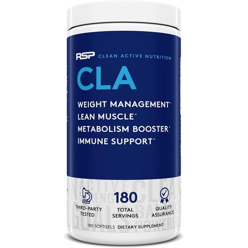  RSP Nutrition CLA 1000 Conjugated Linoleic Acid Max Strength Softgels, Natural Stimulant Free Weight Loss Supplement, Fat Burner for Men & Women, 180 Ct. (Packaging May Vary)