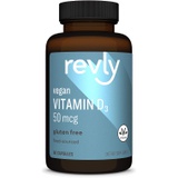 Amazon Brand - Revly Vegan Vitamin D3, 50 mcg (2000 IU) Per Serving (2 Capsules), 60 Capsules, Food-Sourced, Gluten Free, Supports Strong Bones and Immune Health