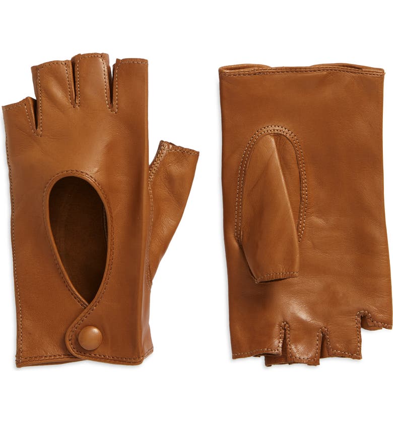 Seymoure Fingerless Leather Gloves_CAMEL