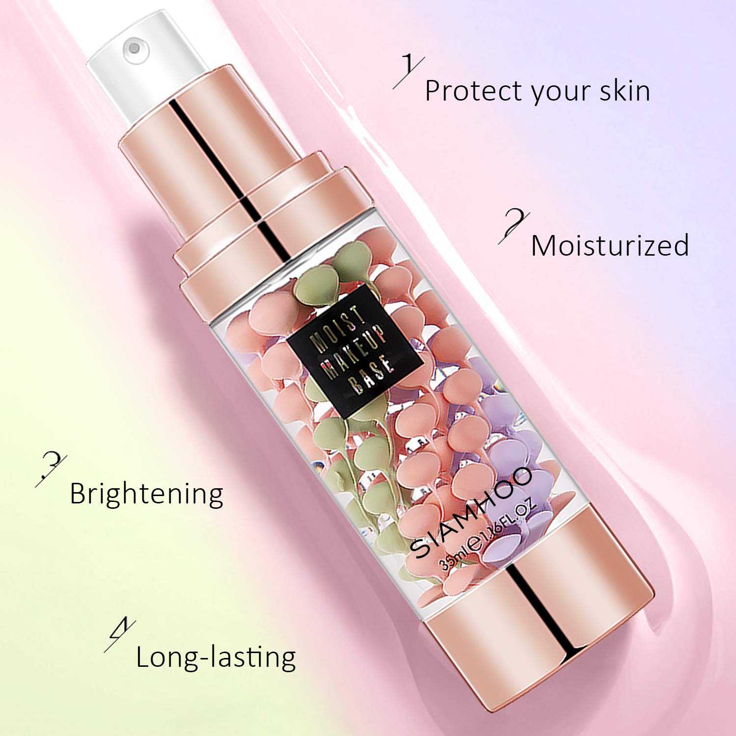  SIAMHOO One Step Face Primer Makeup Tricolor Tinted Moisturizer Skin Tone Correcting and Brightening Primer for Glowing and Flawless Makeup, 35ml - 2pcs
