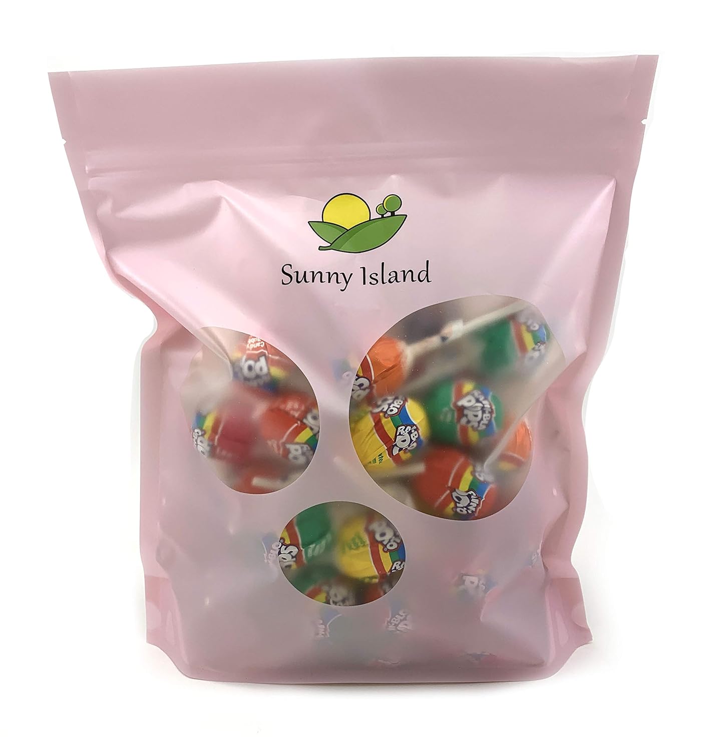  Sunny Island Rain Blo Fruit Assorted Flavors Bubble Gum Filled Pops Candy, Bulk - 2 Pound Bag