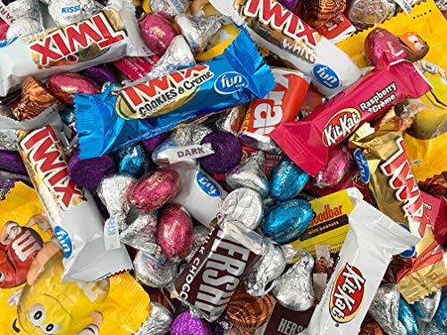 SUNNY ISLAND Easter Hersheys Chocolate Candy Assortment - KitKat, Twix Fun Size, Kisses, Reeses, M&Ms, and More 3 Pounds Bag