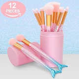 SZWQVQ Makeup Brushes Set- Cosmetic Conceler Brushes Kit Tool 12PCS Make Up Foundation Eyebrow Eyeliner Blush Concealer Brushes Pink Mermaid Colorful (pink)
