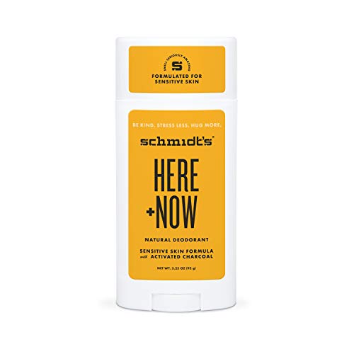 Schmidts Aluminum Free Natural Deodorant for Women and Men, Here + Now for Sensitive Skin with 24 Hour Odor Protection, Citrus, 3.25 Ounce, (Pack of 1)