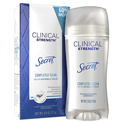 Secret Antiperspirant Clinical Strength Deodorant for Women, Invisible Solid, Completely Clean, 2.6 oz, Package may vary