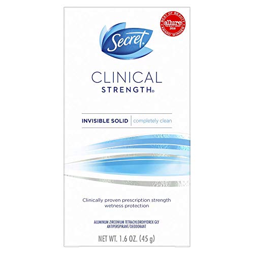  Secret Clinical Strength Invisible Solid Womens Antiperspirant & Deodorant Completely Clean Scent, 1.6 Fluid Ounce