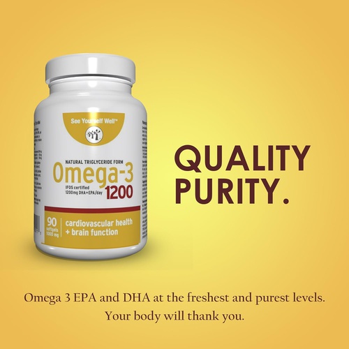  See Yourself Well Omega 3 Fish Oil - EPA & DHA Omega-3 Fatty acids. High Absorption Advanced Triglyceride Natural State Technology. Promotes Brain, Eye, Heart, Joint & Immune Health. 90 softgels - S
