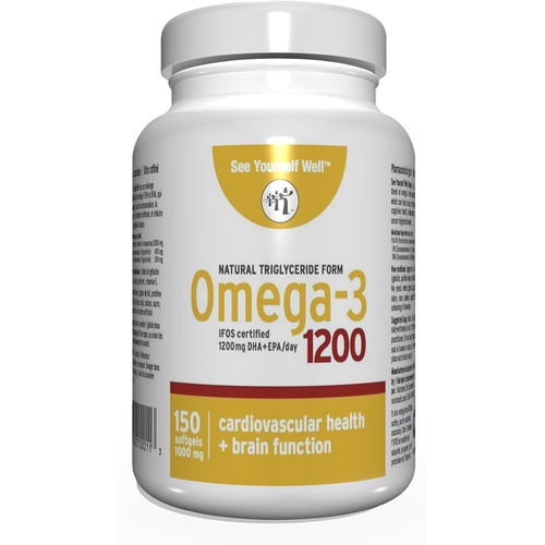  See Yourself Well Omega 3 Fish Oil - EPA & DHA Omega-3 Fatty acids. High Absorption Advanced Triglyceride Natural State Technology. Promotes Brain, Eye, Heart, Joint & Immune Health. 90 softgels - S