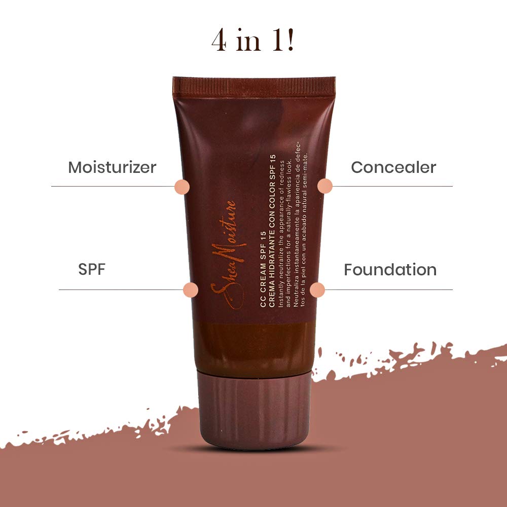  SheaMoisture ALL IN ONE CC Cream SPF 15 - Primes, Corrects, Moisturizes, Brightens, Conditions and Protects WITHOUT CLOGGING PORES! (Medium)