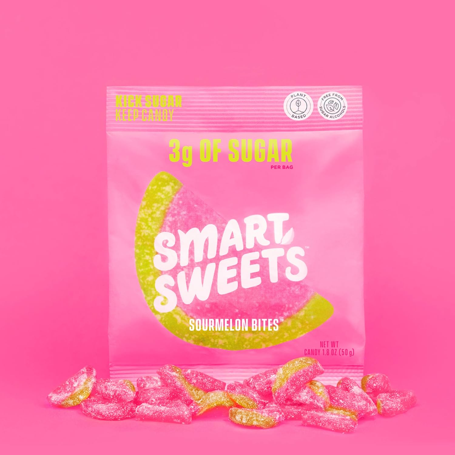  NEW SmartSweets Sourmelon Bites, Candy with Low Sugar (3g), Low Calorie, Plant-Based, Free From Sugar Alcohols, No Artificial Colors or Sweeteners, Pack of 6