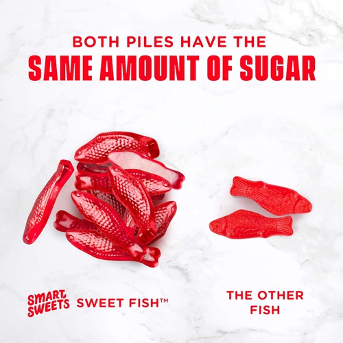  SmartSweets Sweet Fish, Candy with Low Sugar (3g), Low Calorie(100), Plant-Based, Free From Sugar Alcohols, No Artificial Colors or Sweeteners, 1.8oz. (Pack of 12)