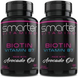 SmarterVitamins (2 Pack) Smarter Biotin 5000mcg in Avocado Oil, Vitamin B7, Hair, Skin & Nail Support, Non-GMO, 90 Mini Liquid Softgels, No Soy